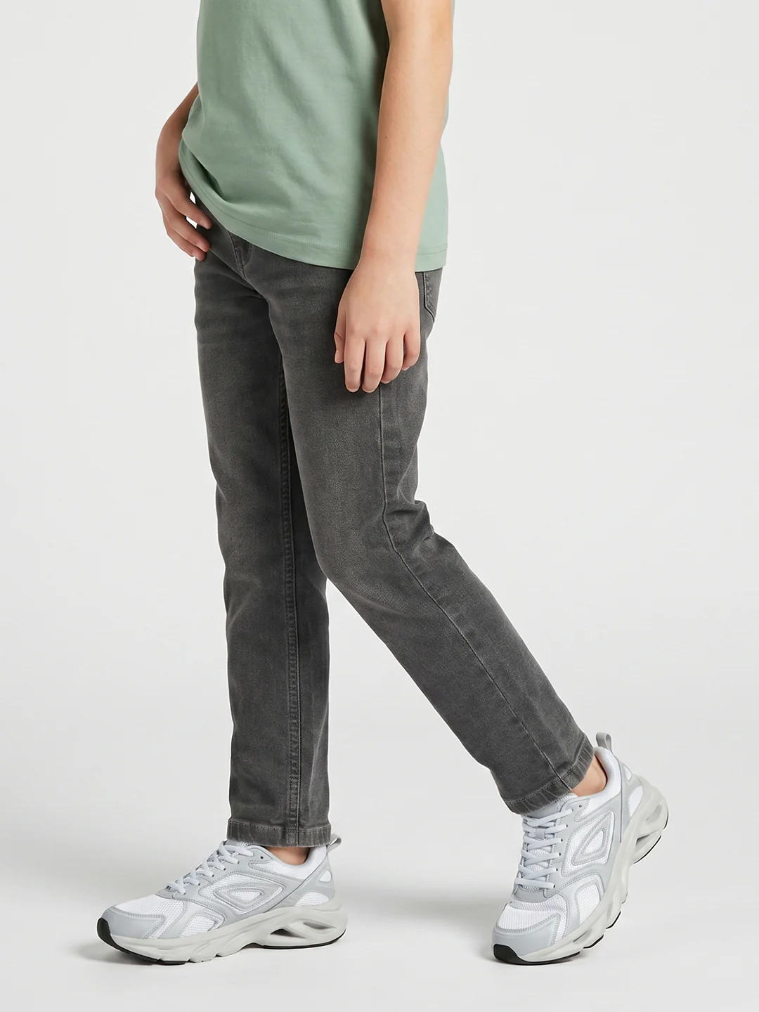 Boys Grey Light Wash Straight Fit Denim - Image 3