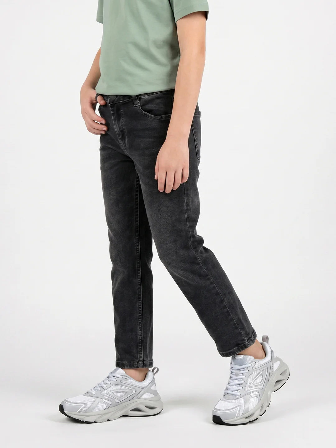 Boys Grey Light Wash Straight Fit Denim - Image 2