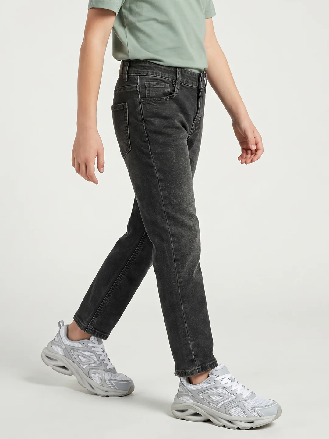 Boys Grey Light Wash Straight Fit Denim - Image 3