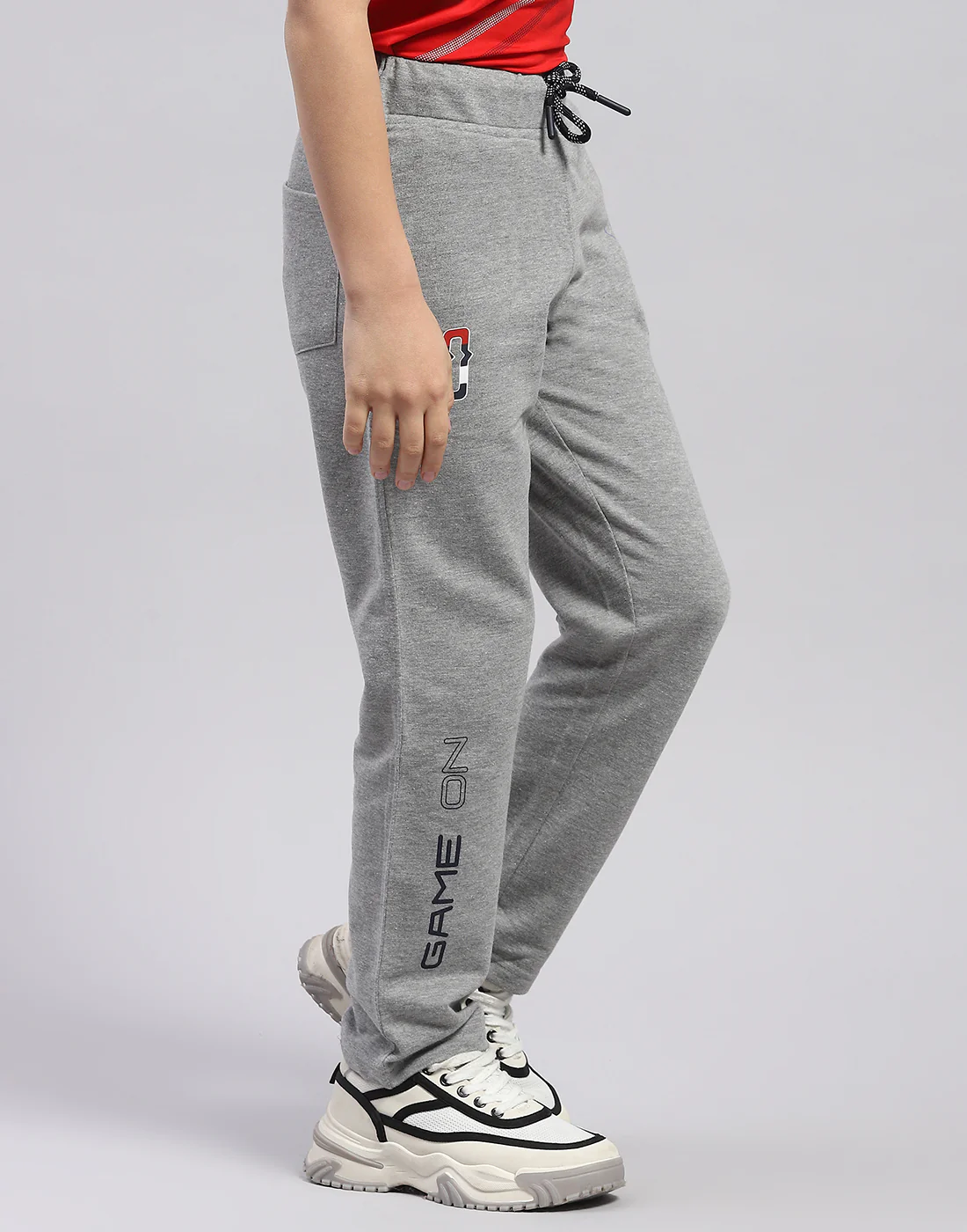 Boys Grey Melange Printed Regular Fit Lower - Image 4