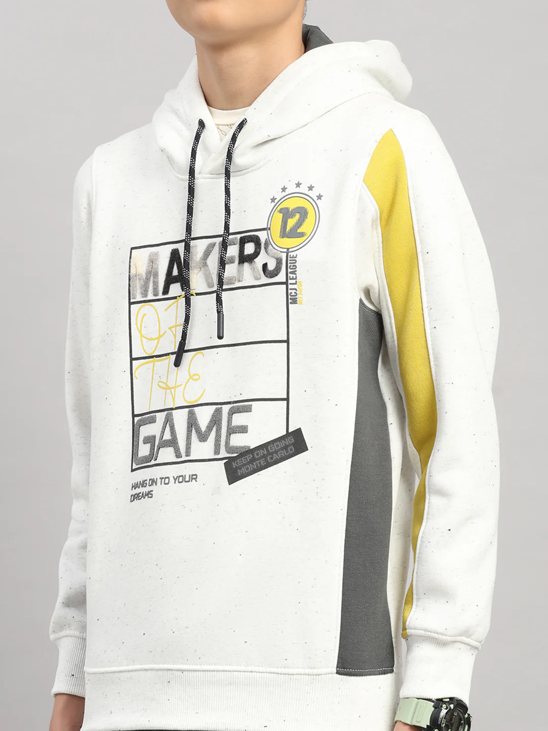 Boys Grey Printed Collar Full Sleeve Winter Tracksuit - Image 6