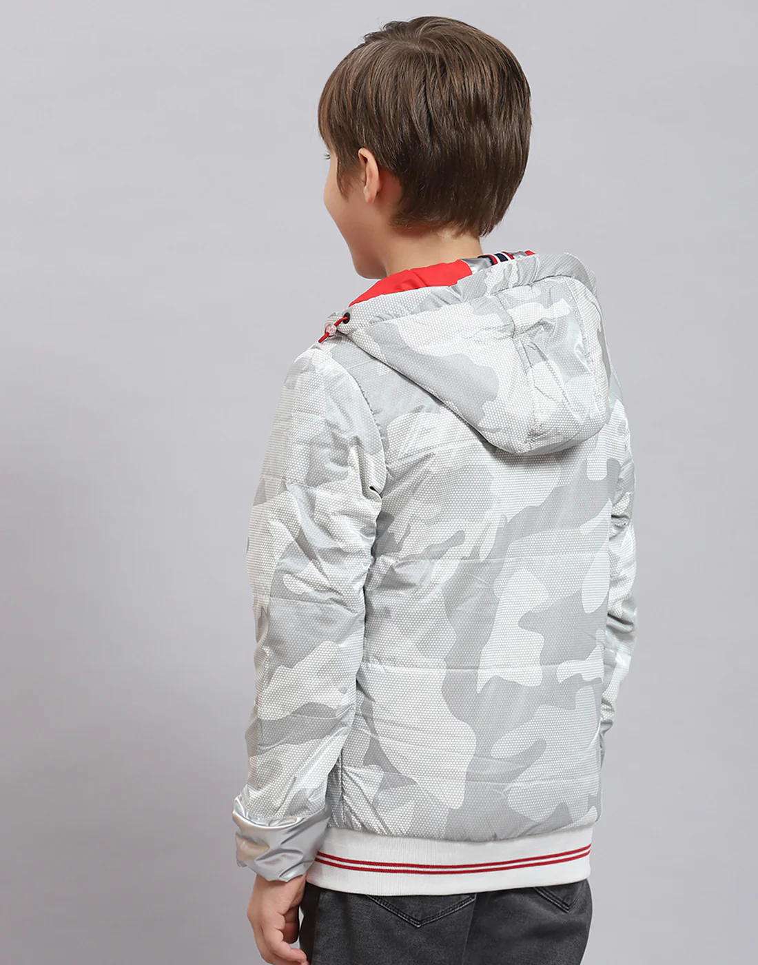 Boys Grey Printed Hooded Full Sleeve Boys Jacket - Image 6