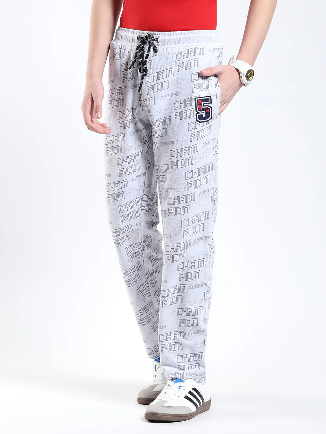 Boys Grey Printed Regular Fit Lower - Image 3