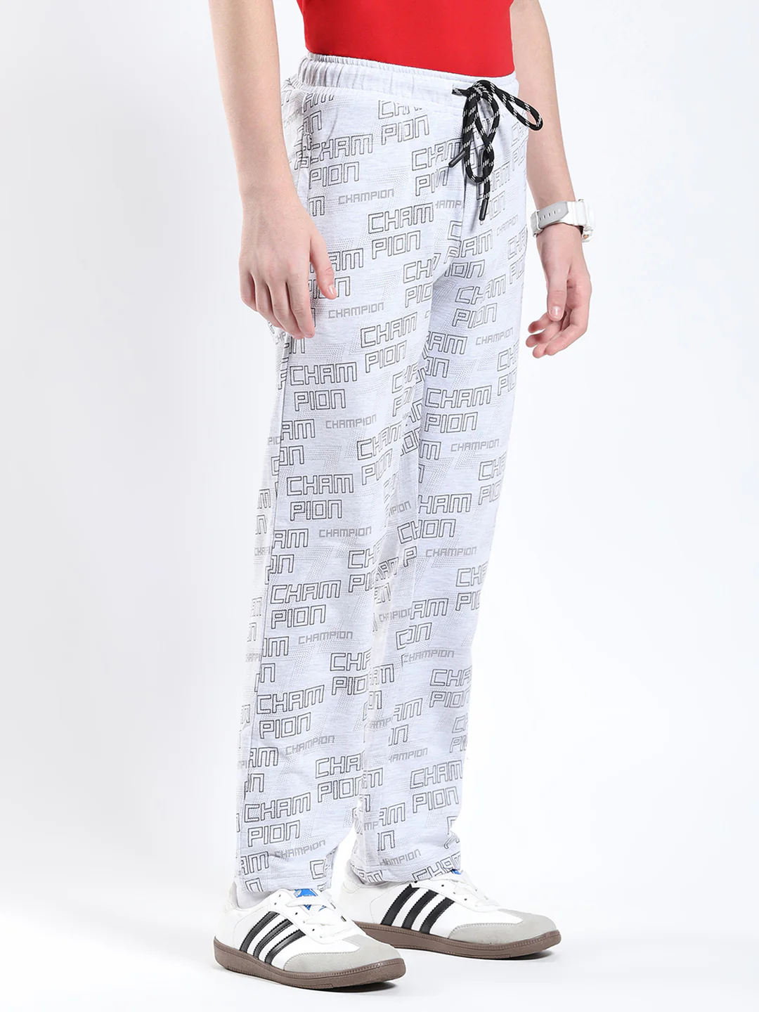 Boys Grey Printed Regular Fit Lower - Image 4