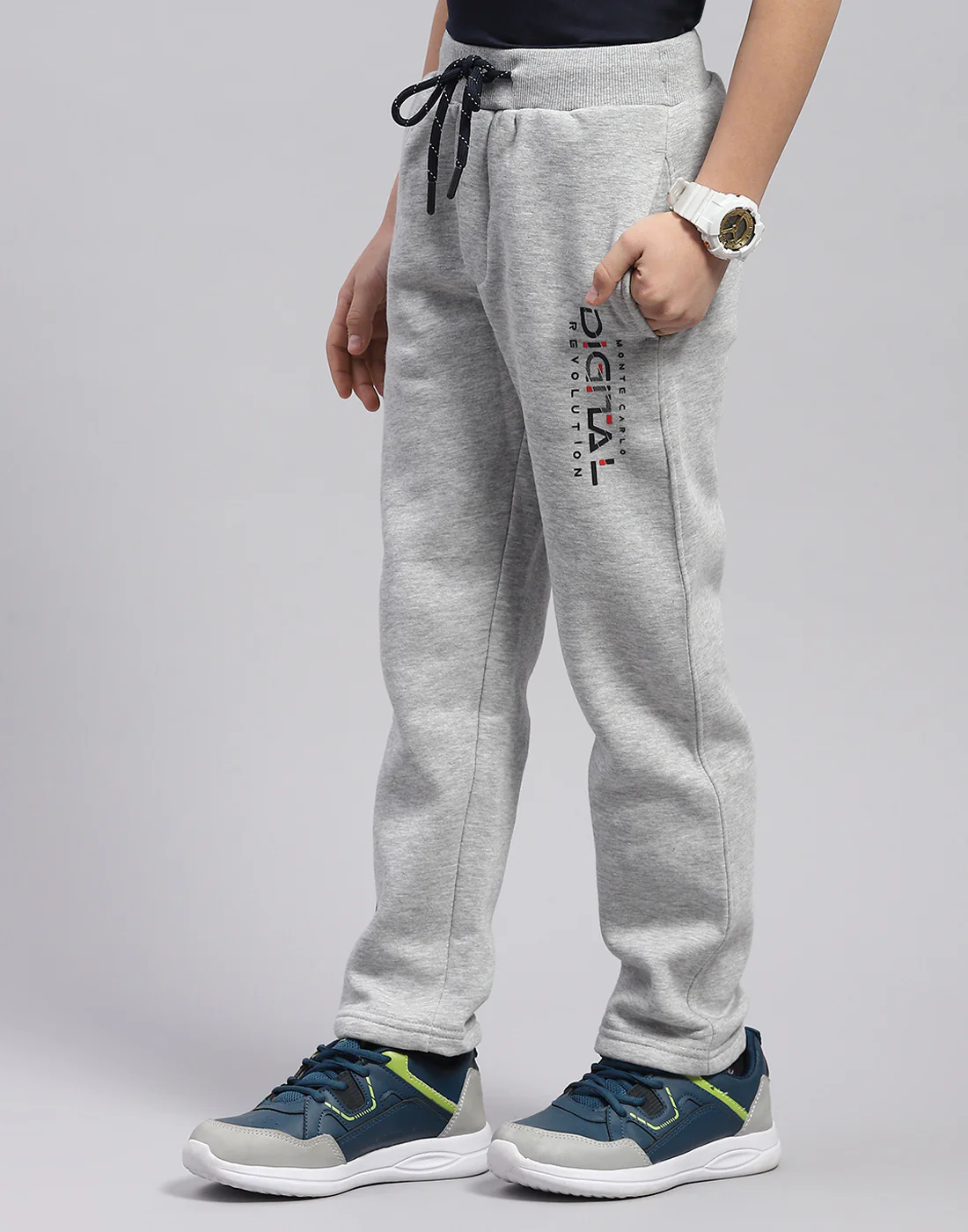 Boys Grey Printed Regular Fit Lower - Image 3