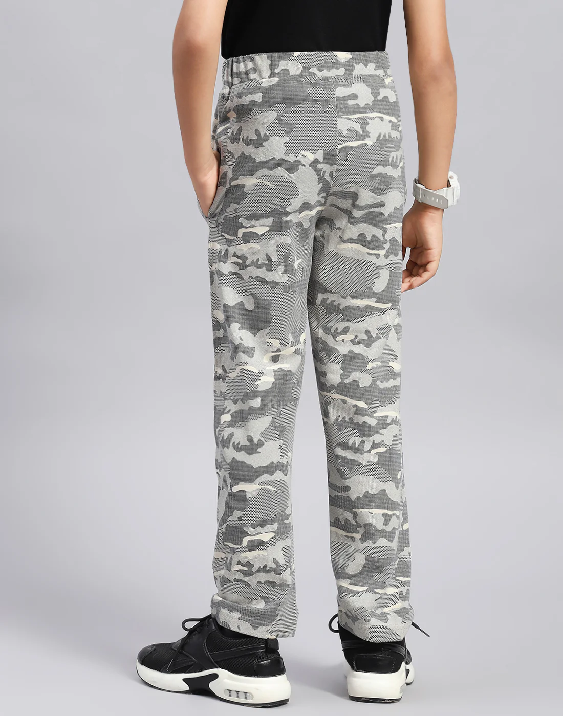 Boys Grey Printed Regular Fit Lower - Image 5