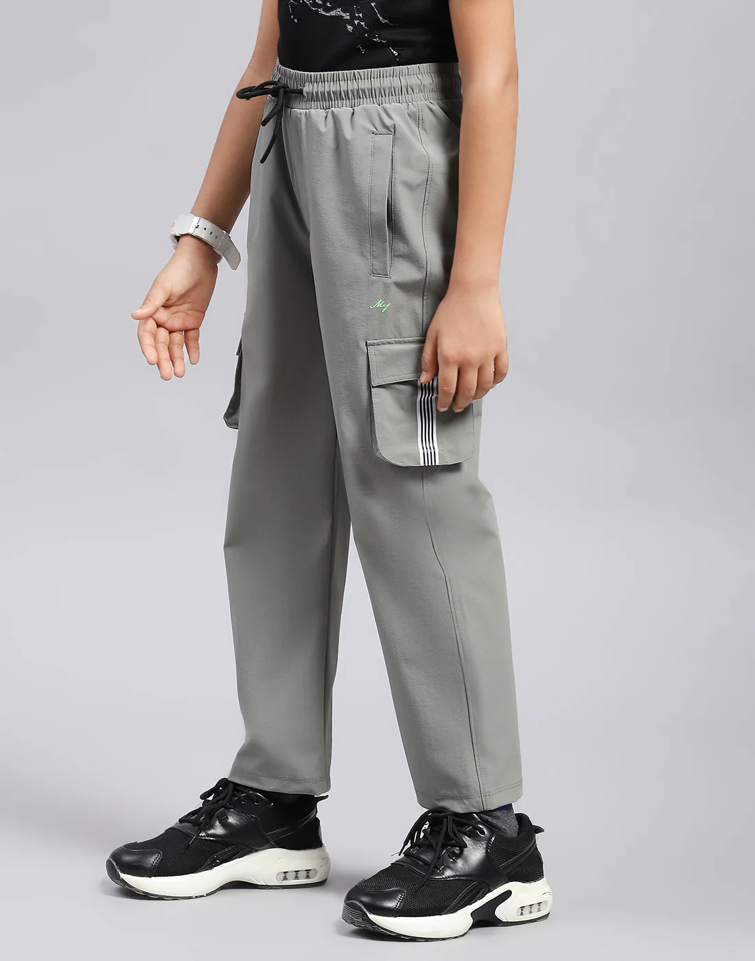 Boys Grey Printed Regular Fit Lower - Image 3