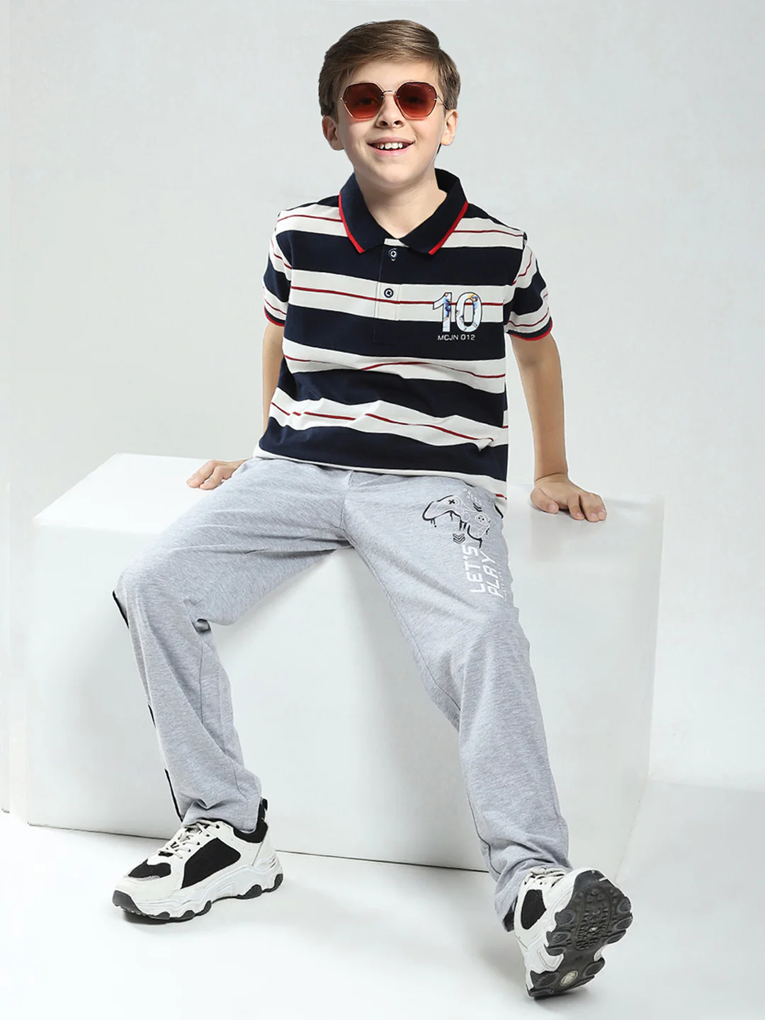 Boys Grey Printed Regular Fit Lower - Image 2