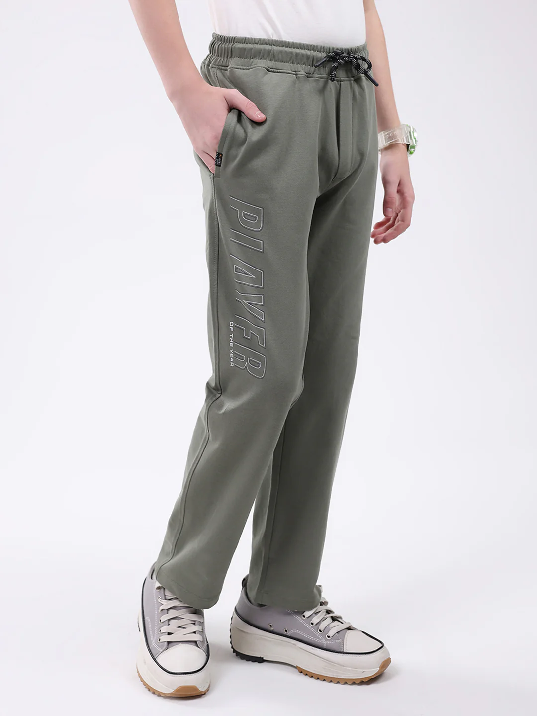 Boys Grey Printed Regular Fit Lower - Image 4