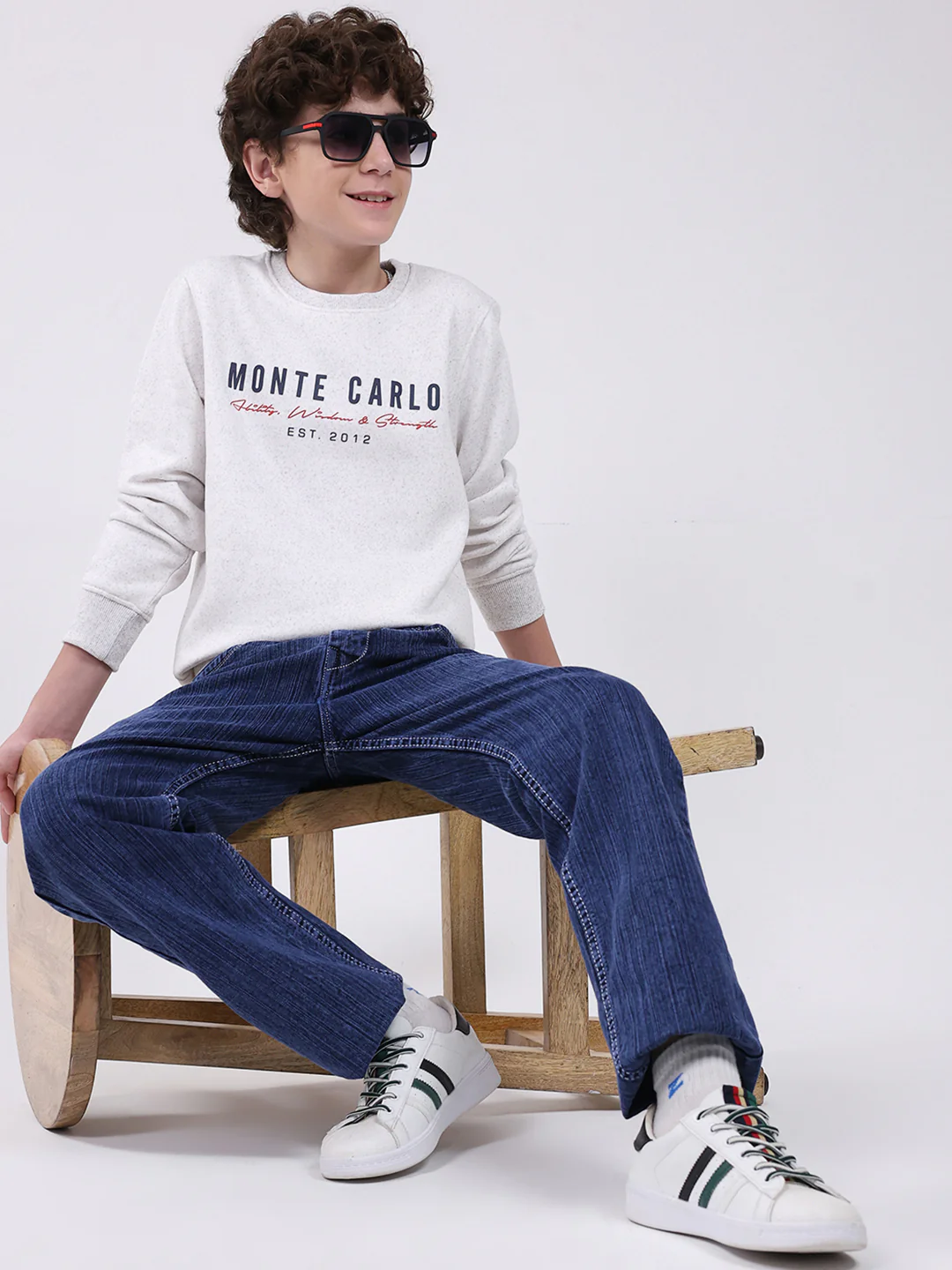 Boys Grey Printed Round Neck Full Sleeve Sweatshirt - Image 2