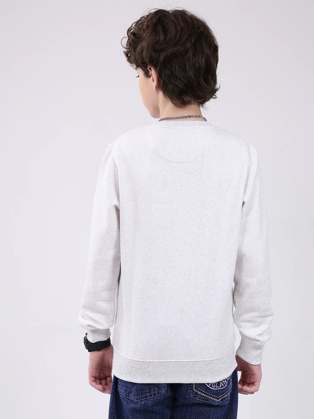 Boys Grey Printed Round Neck Full Sleeve Sweatshirt - Image 5