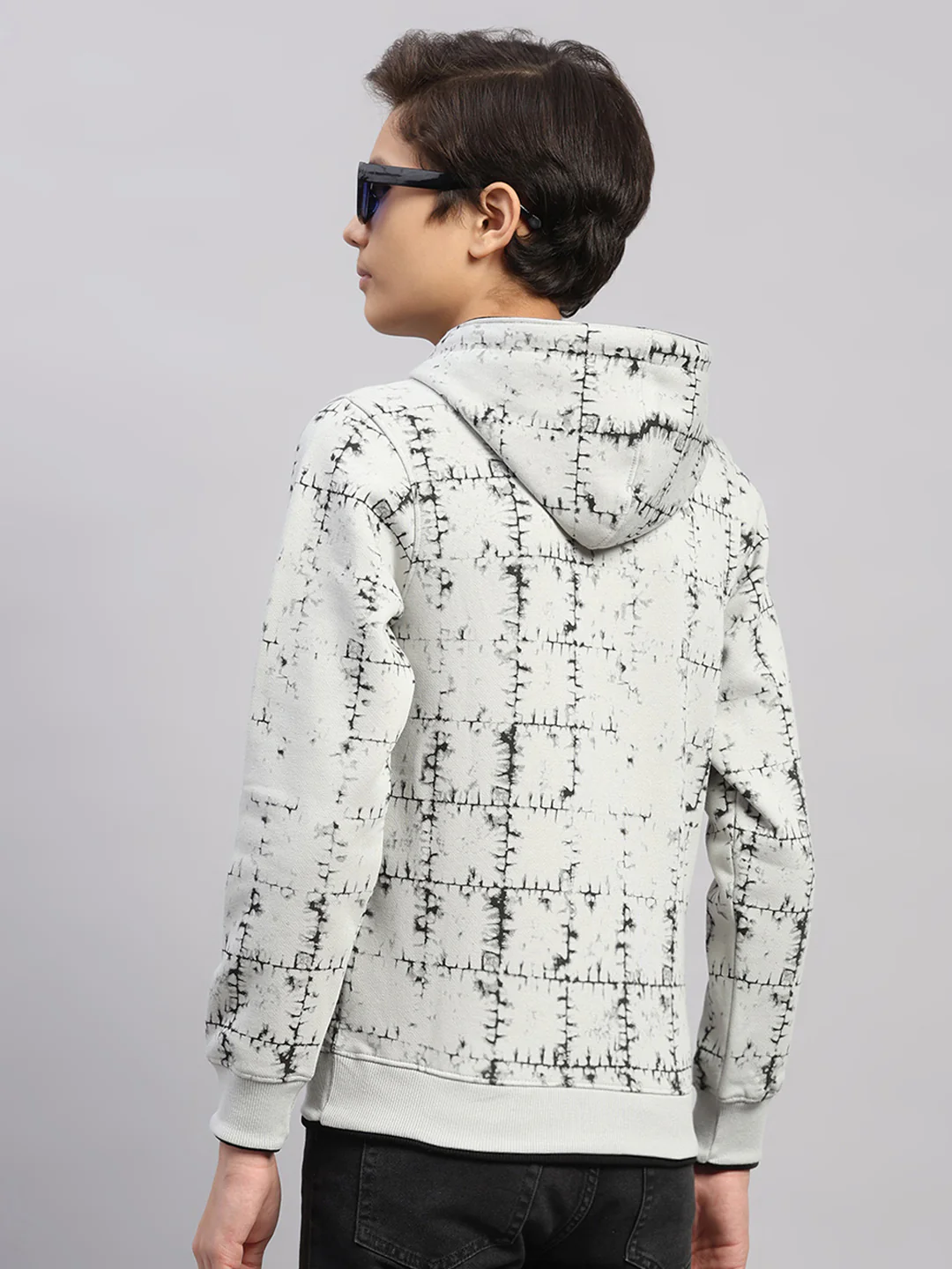 Boys Grey Printed Round Neck Full Sleeve Sweatshirt - Image 5