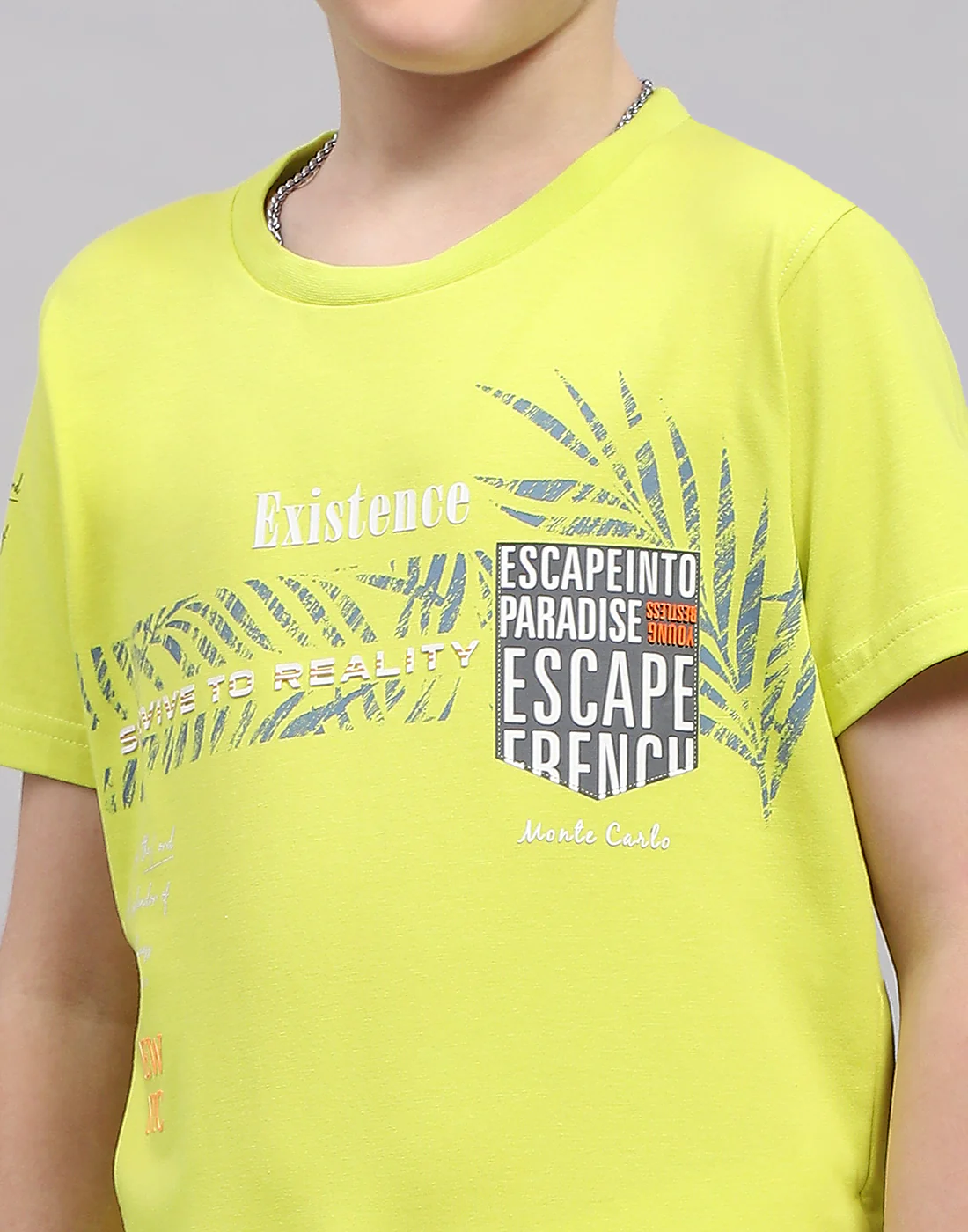 Boys Lime Green Printed Round Neck Half Sleeve T-Shirt - Image 7
