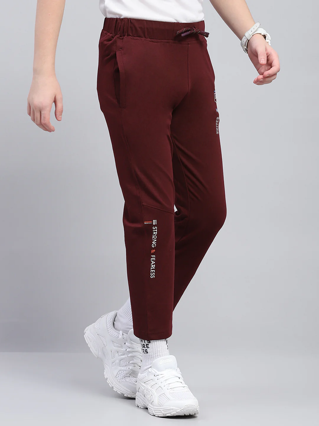 Boys Maroon Printed Regular Fit Lower - Image 4
