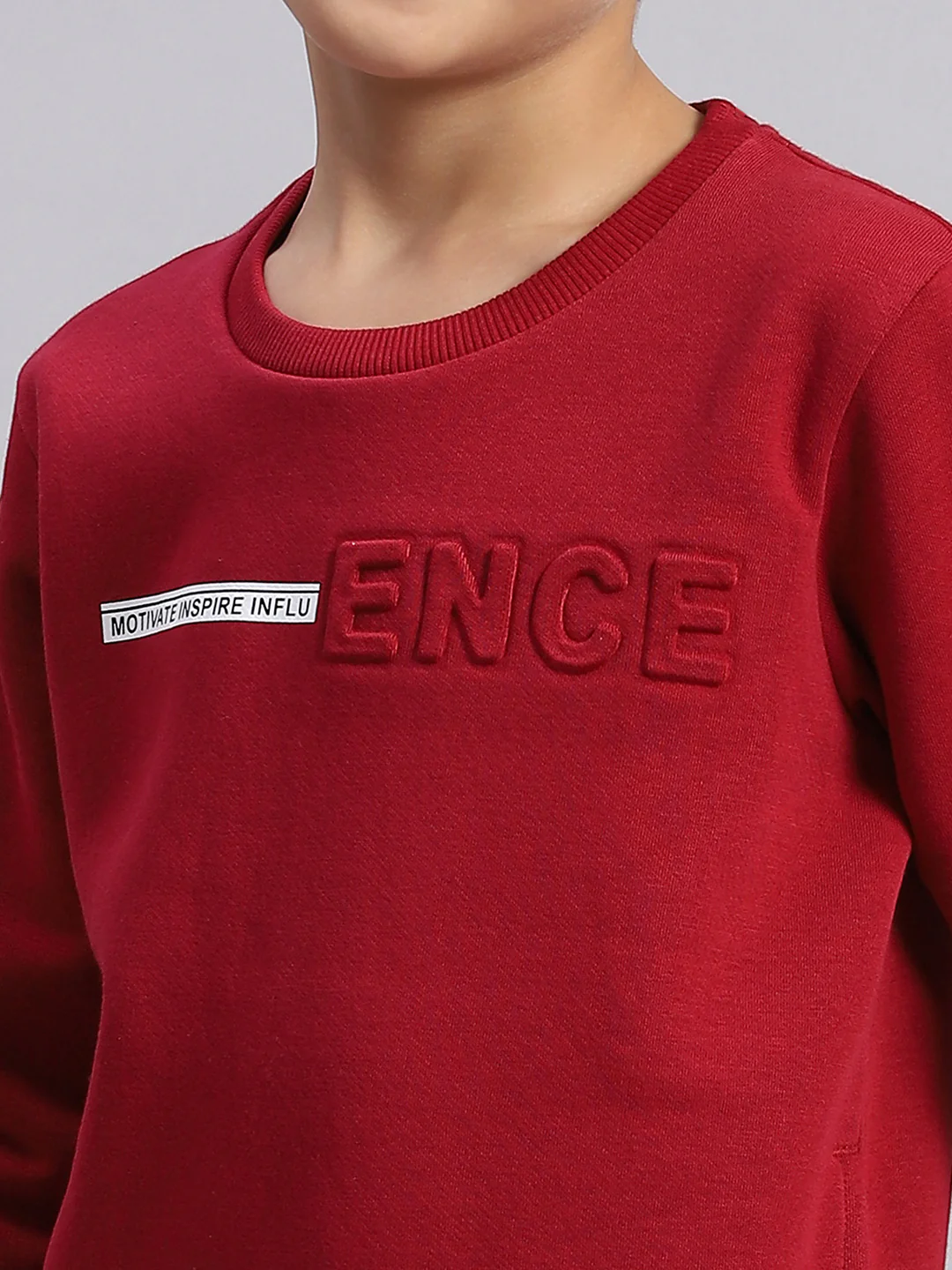 Boys Maroon Printed Round Neck Full Sleeve Sweatshirt - Image 6
