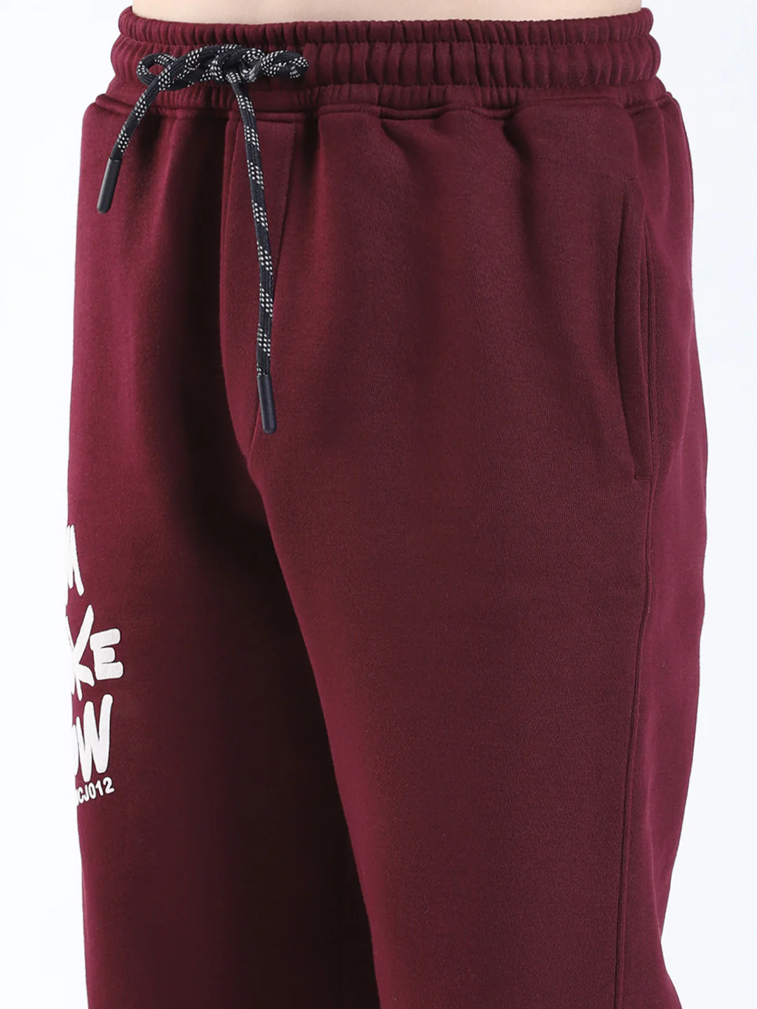 Boys Maroon Printed Round Neck Full Sleeve Winter Tracksuit - Image 8