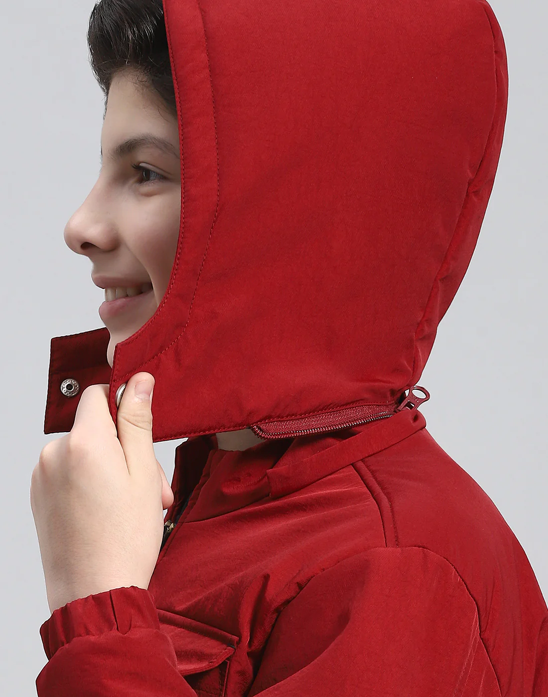 Boys Maroon Solid Hooded Full Sleeve Boys Jacket - Image 8