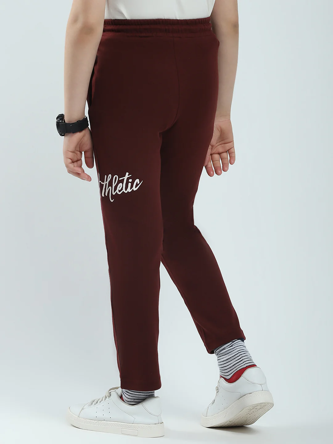 Boys Maroon Solid Regular Fit Lower - Image 5