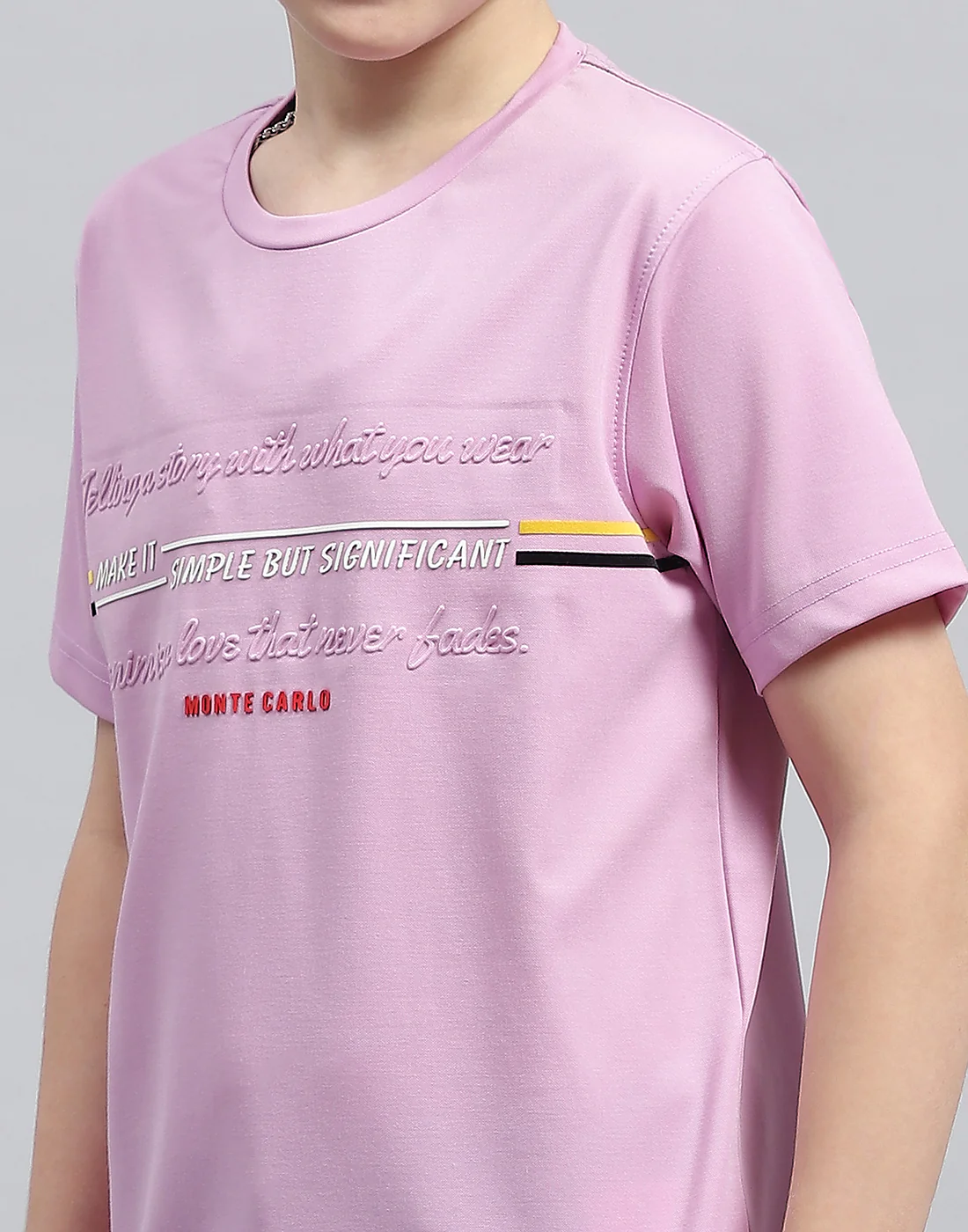 Boys Mauve Printed Round Neck Half Sleeve T-Shirt - Image 6