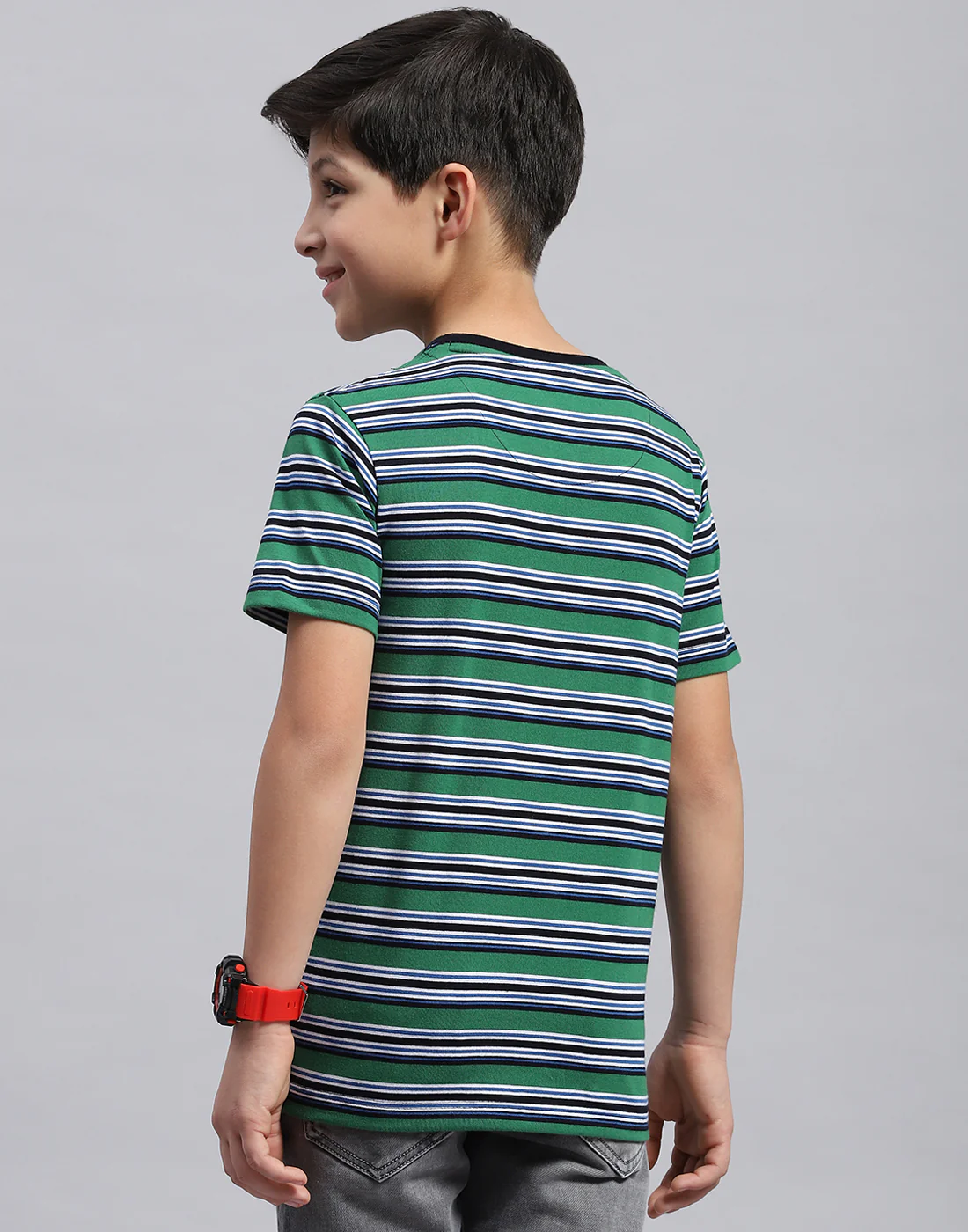 Boys Multi Color Printed Round Neck Half Sleeve T-Shirt - Image 6