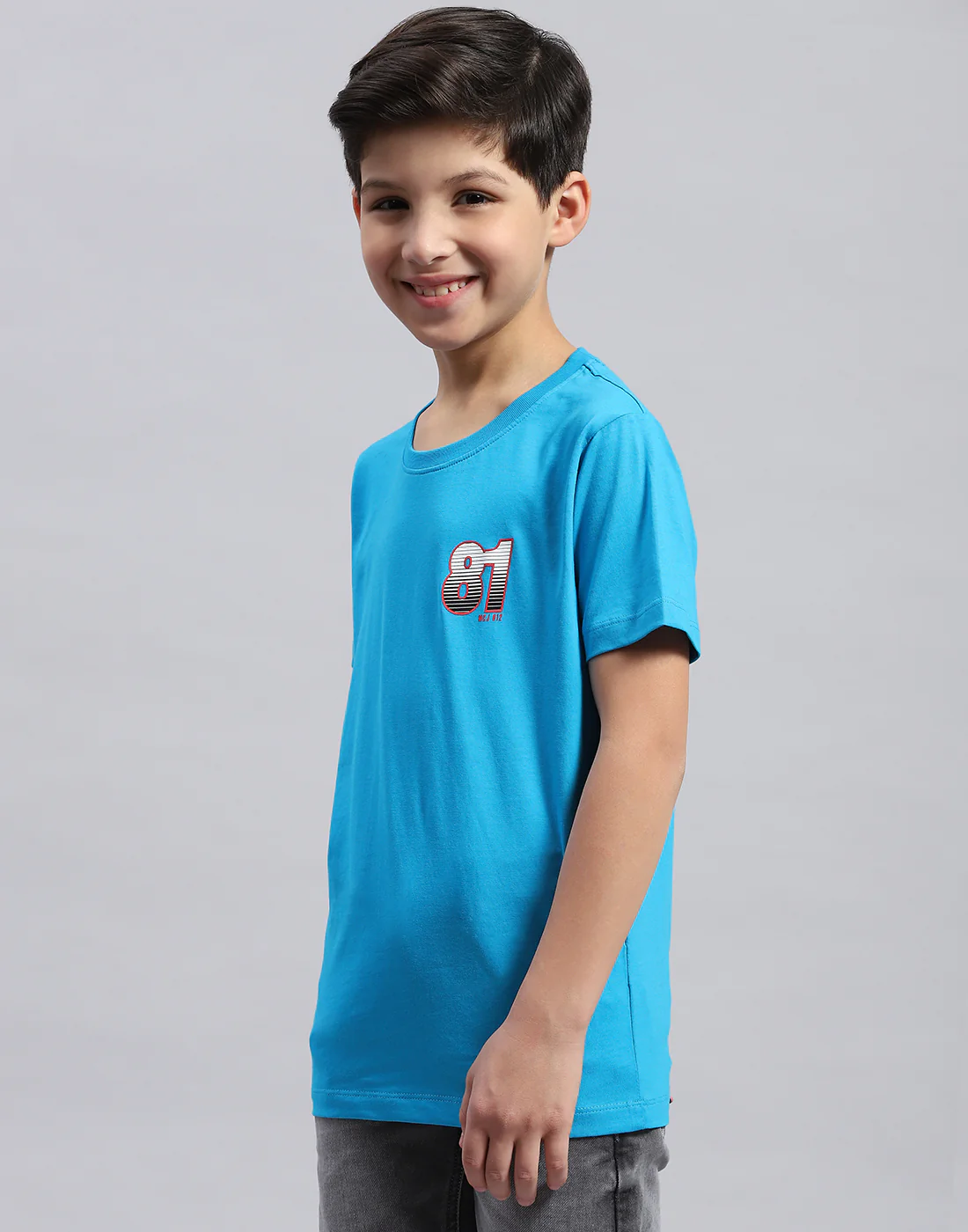 Boys Multi Color Printed Round Neck Half Sleeve T-Shirt - Image 9