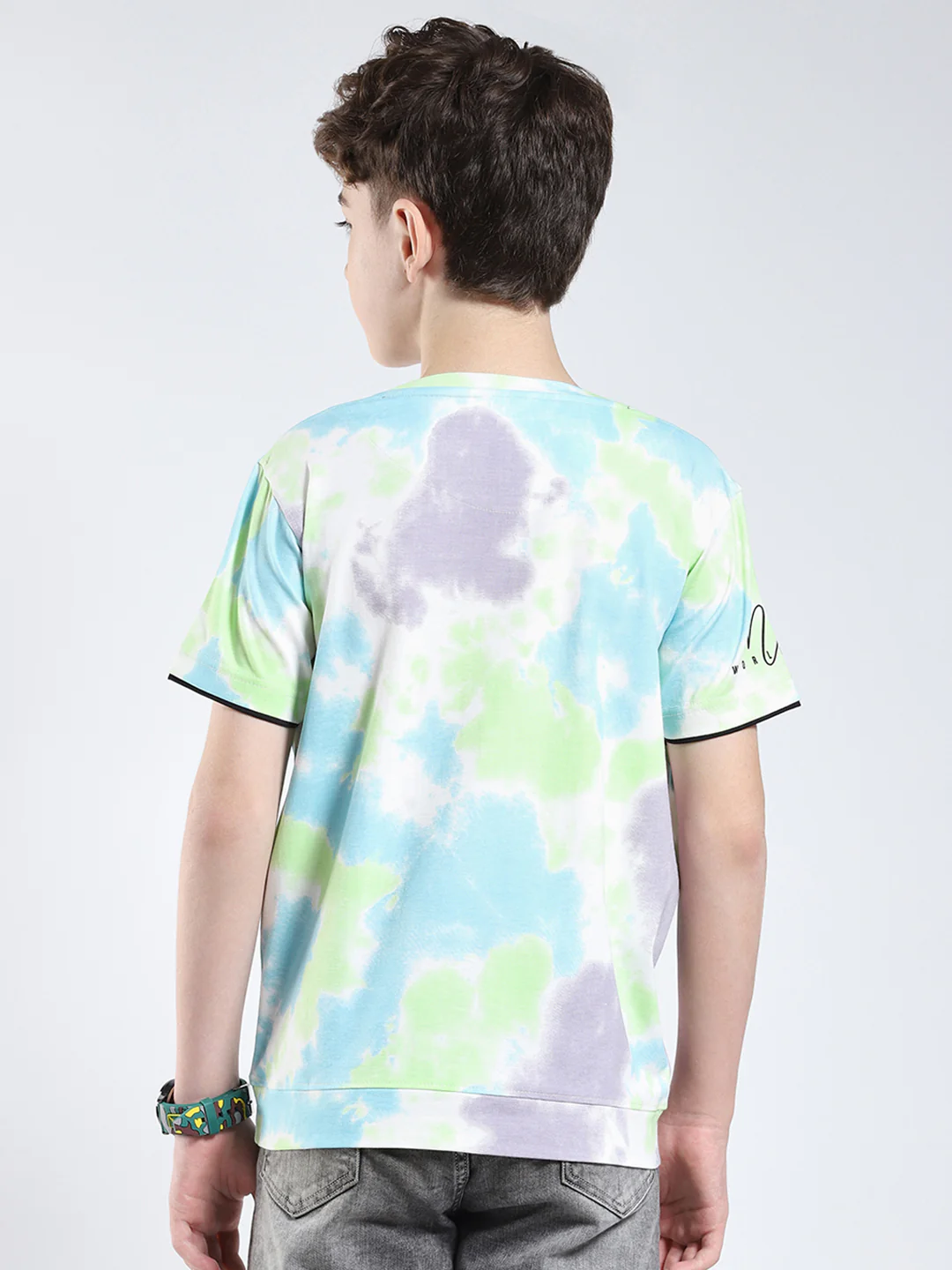 Boys Multicolor Printed Round Neck Half Sleeve T-Shirt - Image 5