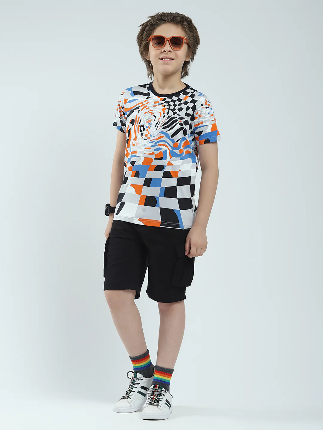 Boys Multicolor Printed Round Neck Half Sleeve T-Shirt - Image 2