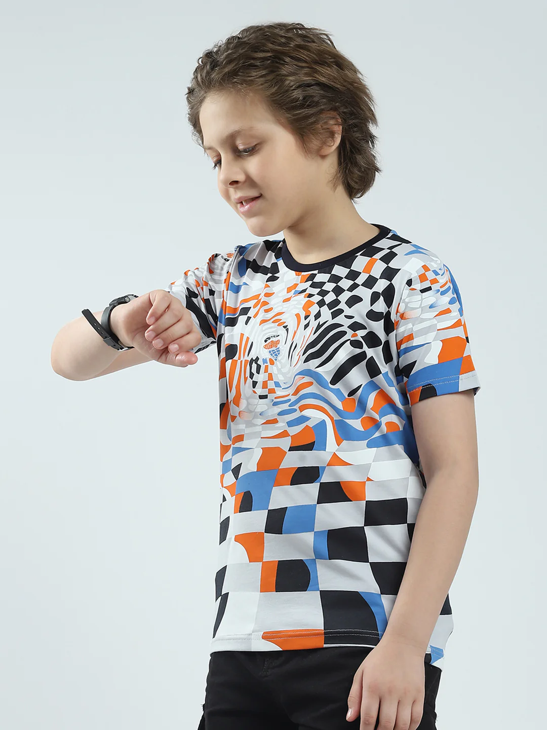 Boys Multicolor Printed Round Neck Half Sleeve T-Shirt - Image 3