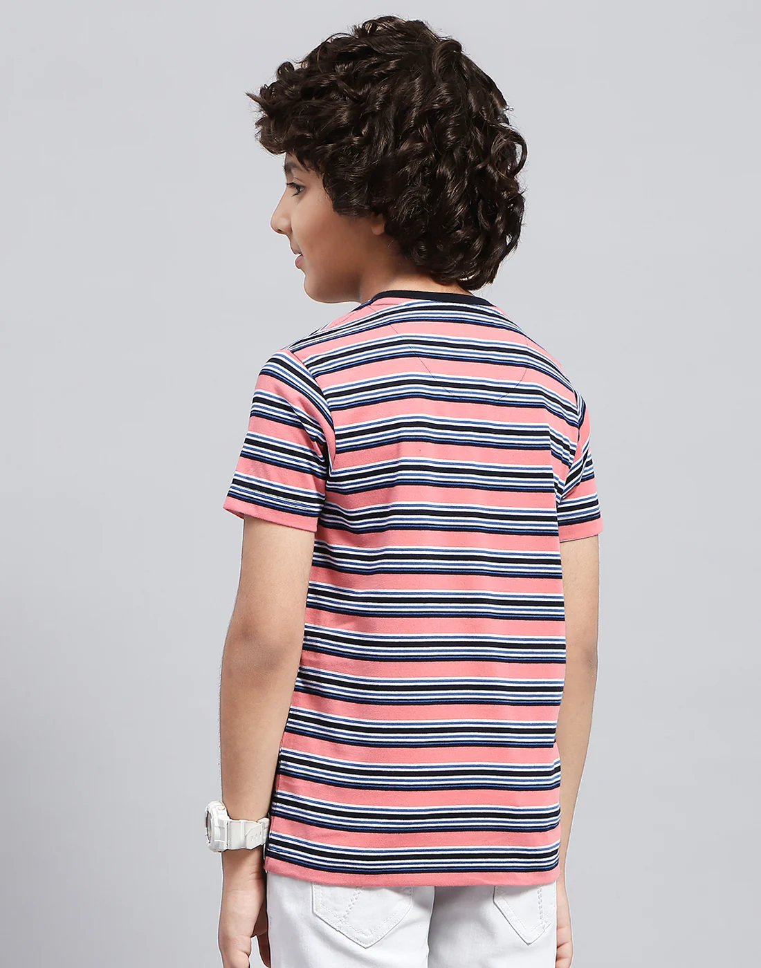 Boys Multicolor Stripe Round Neck Half Sleeve T-Shirt (Pack of 3) - Image 7