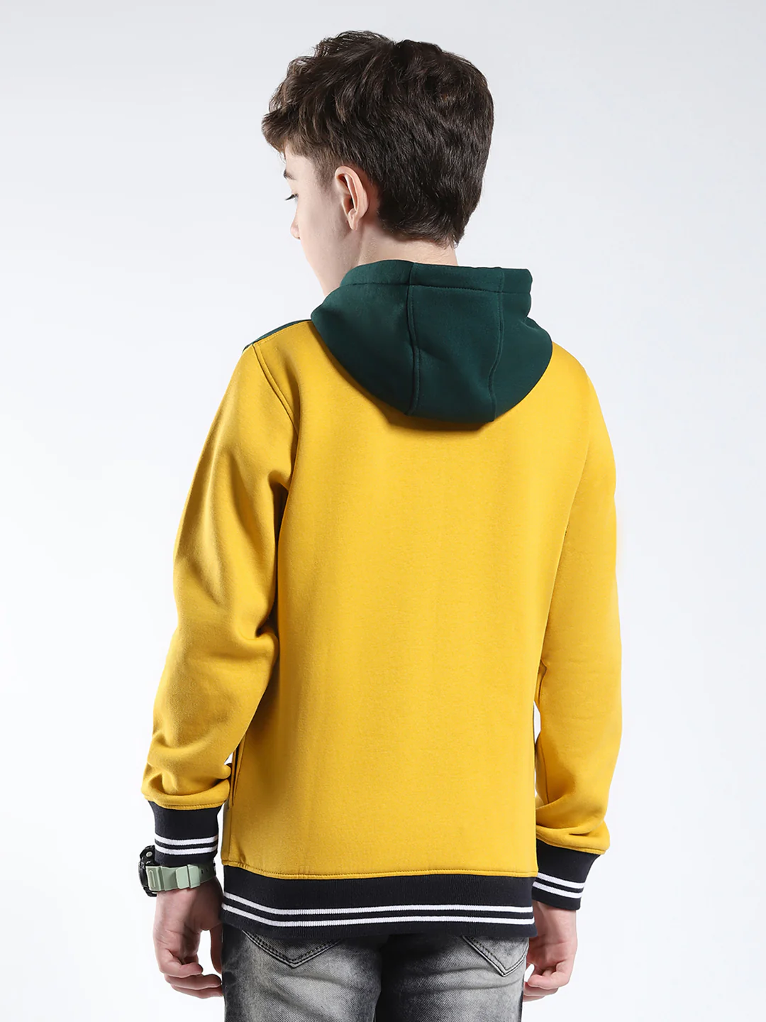 Boys Mustard Embroidered Round Neck Full Sleeve Sweatshirt - Image 5