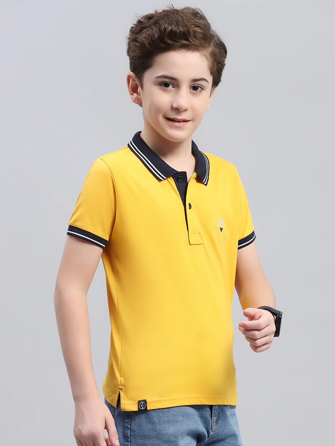 Boys Mustard Printed Collar Half Sleeve T-Shirt - Image 4