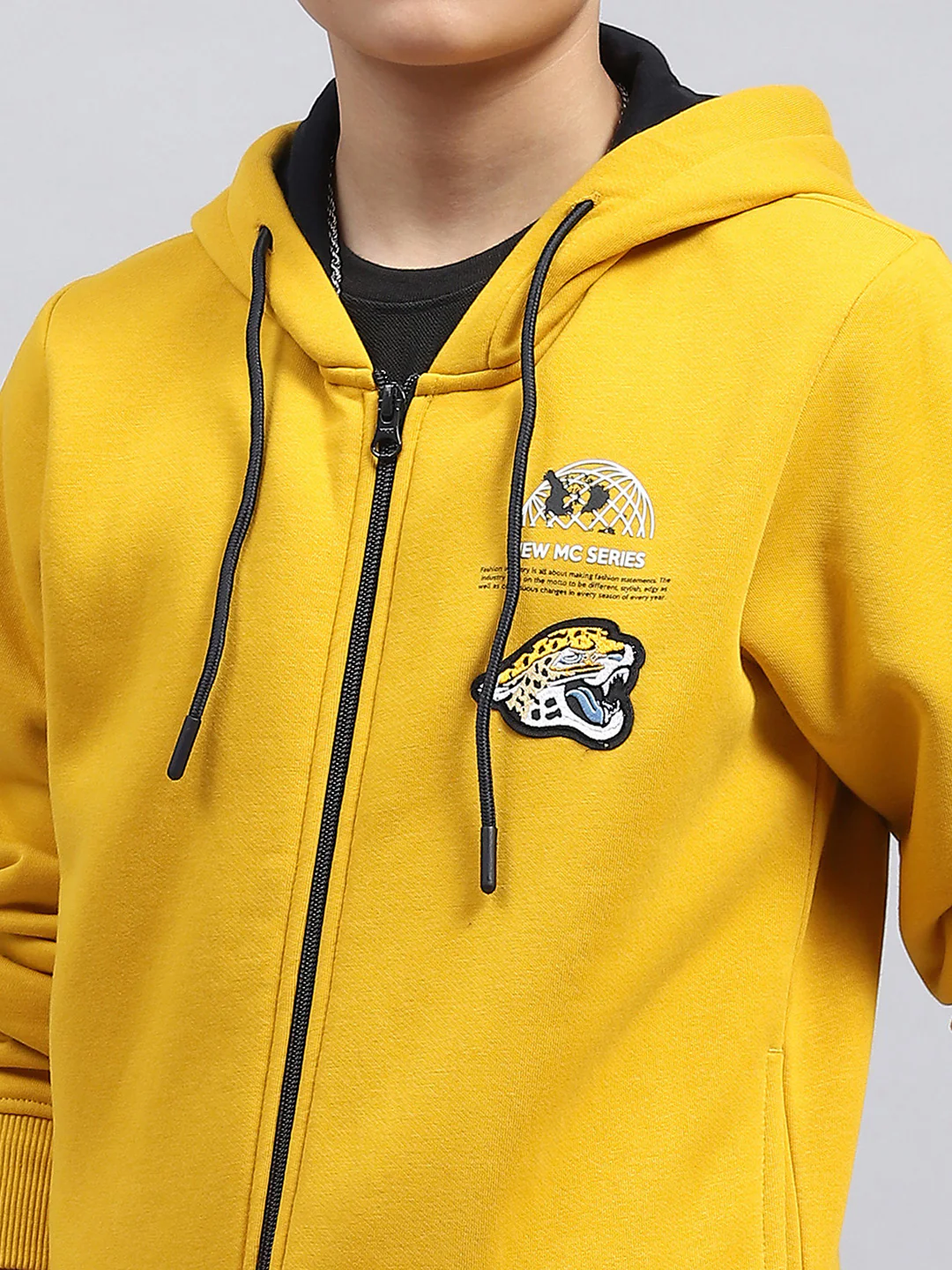 Boys Mustard Printed Hooded Full Sleeve Sweatshirt - Image 6