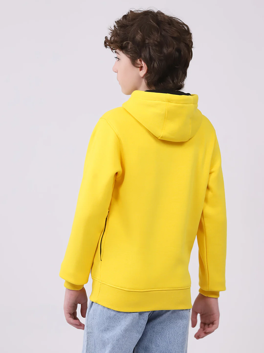 Boys Mustard Printed Hooded Full Sleeve Sweatshirt - Image 5