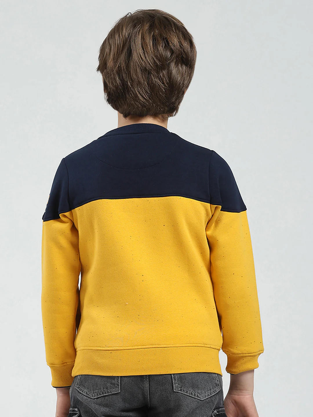 Boys Mustard Printed Round Neck Full Sleeve Sweatshirt - Image 5