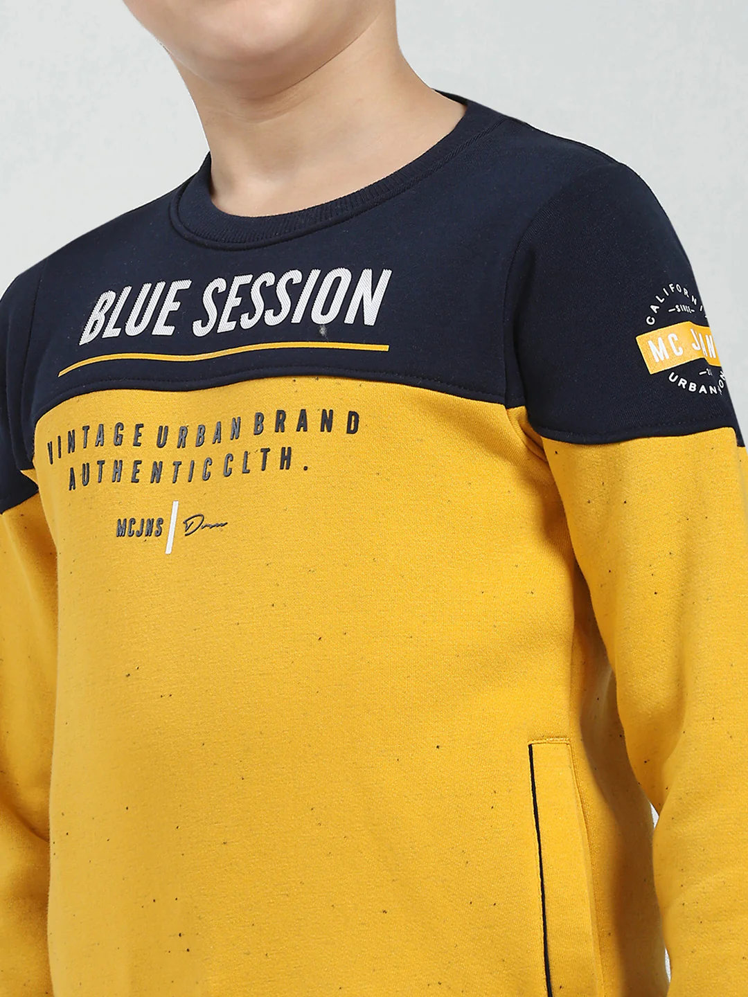 Boys Mustard Printed Round Neck Full Sleeve Sweatshirt - Image 6