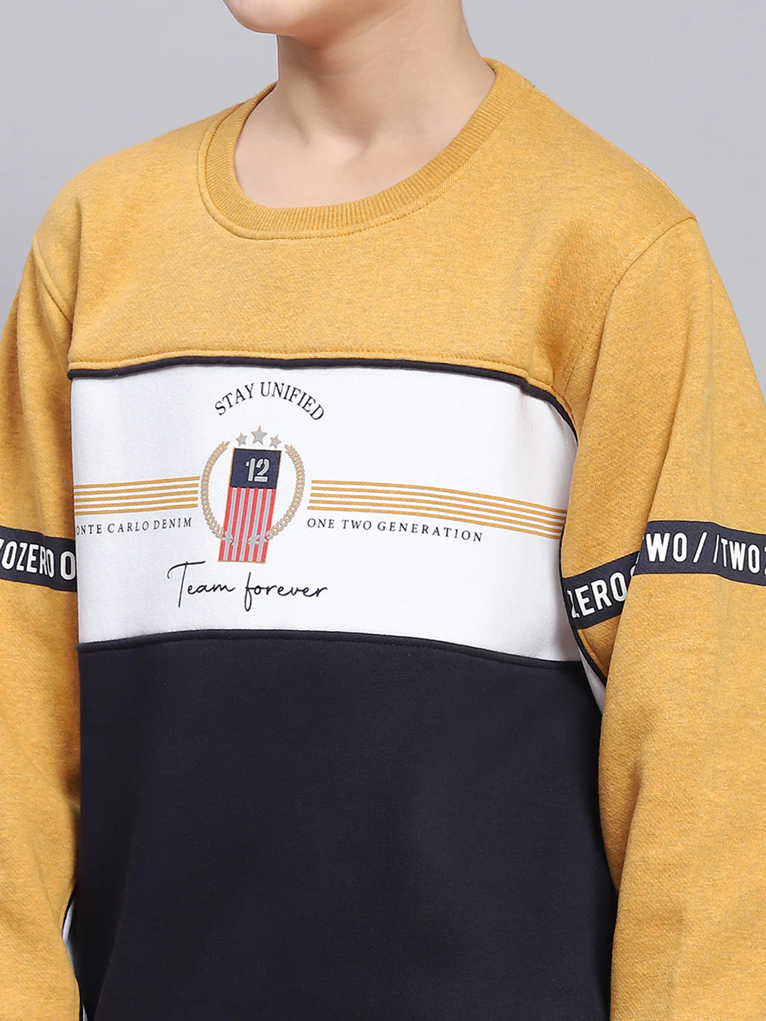 Boys Mustard Printed Round Neck Full Sleeve Sweatshirt - Image 6