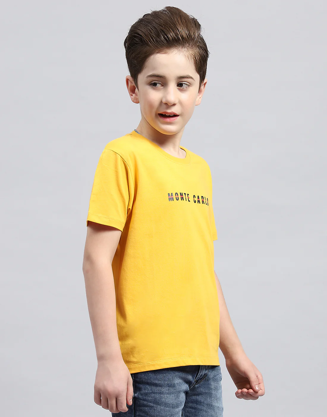 Boys Mustard Printed Round Neck Half Sleeve T-Shirt - Image 4
