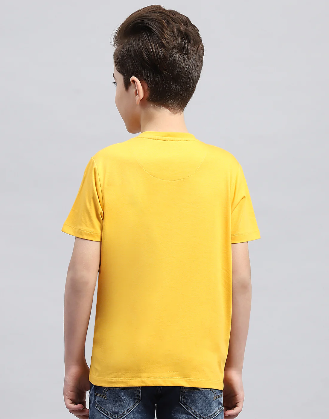 Boys Mustard Printed Round Neck Half Sleeve T-Shirt - Image 5
