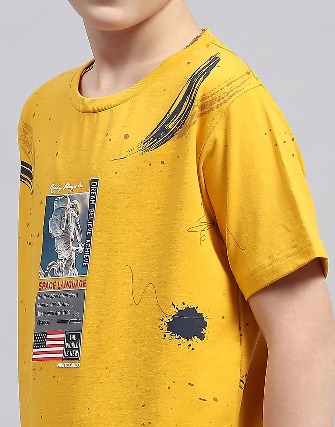 Boys Mustard Printed Round Neck Half Sleeve T-Shirt - Image 6