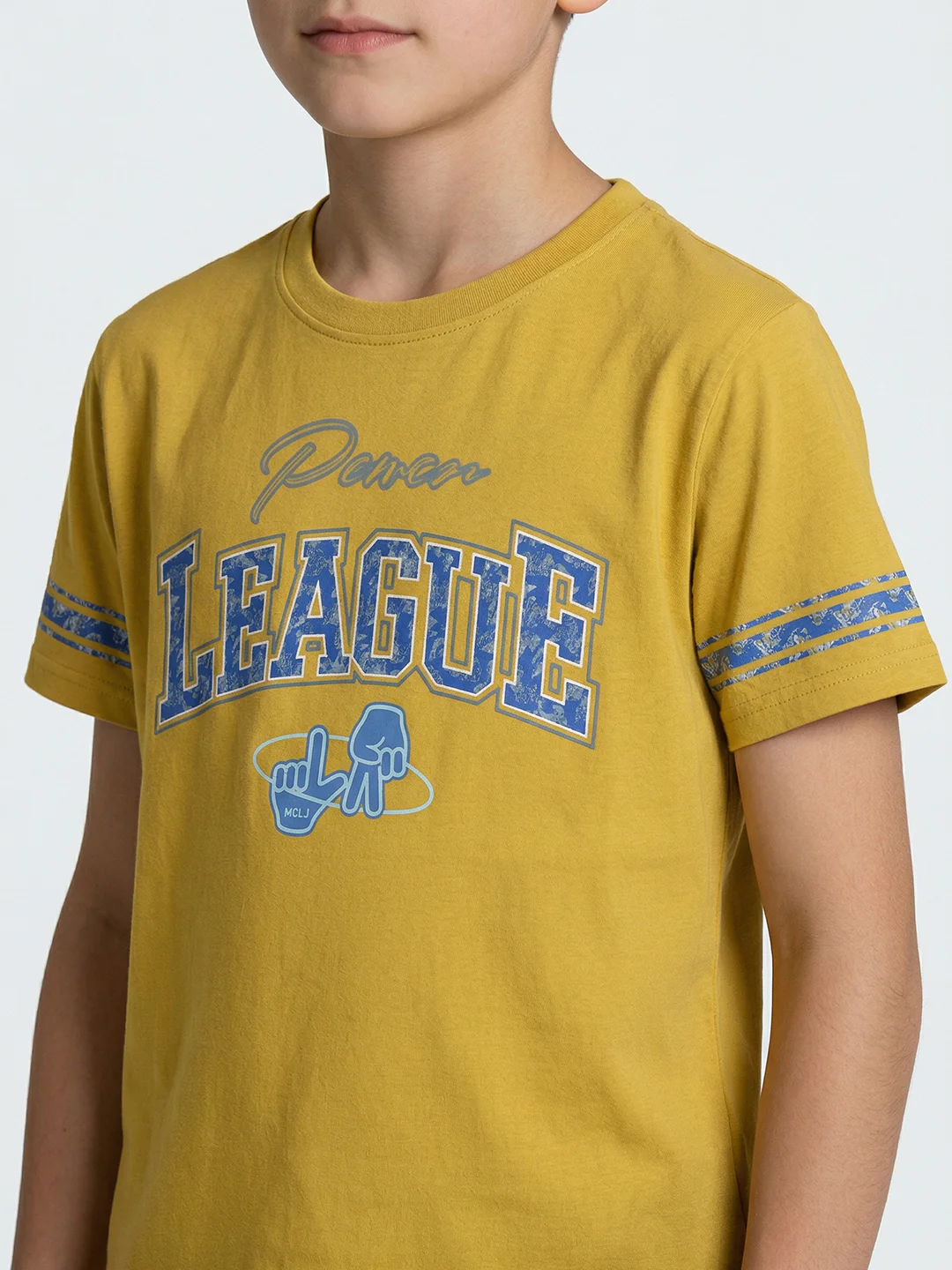 Boys Mustard Printed Round Neck Half Sleeve T-Shirt - Image 5