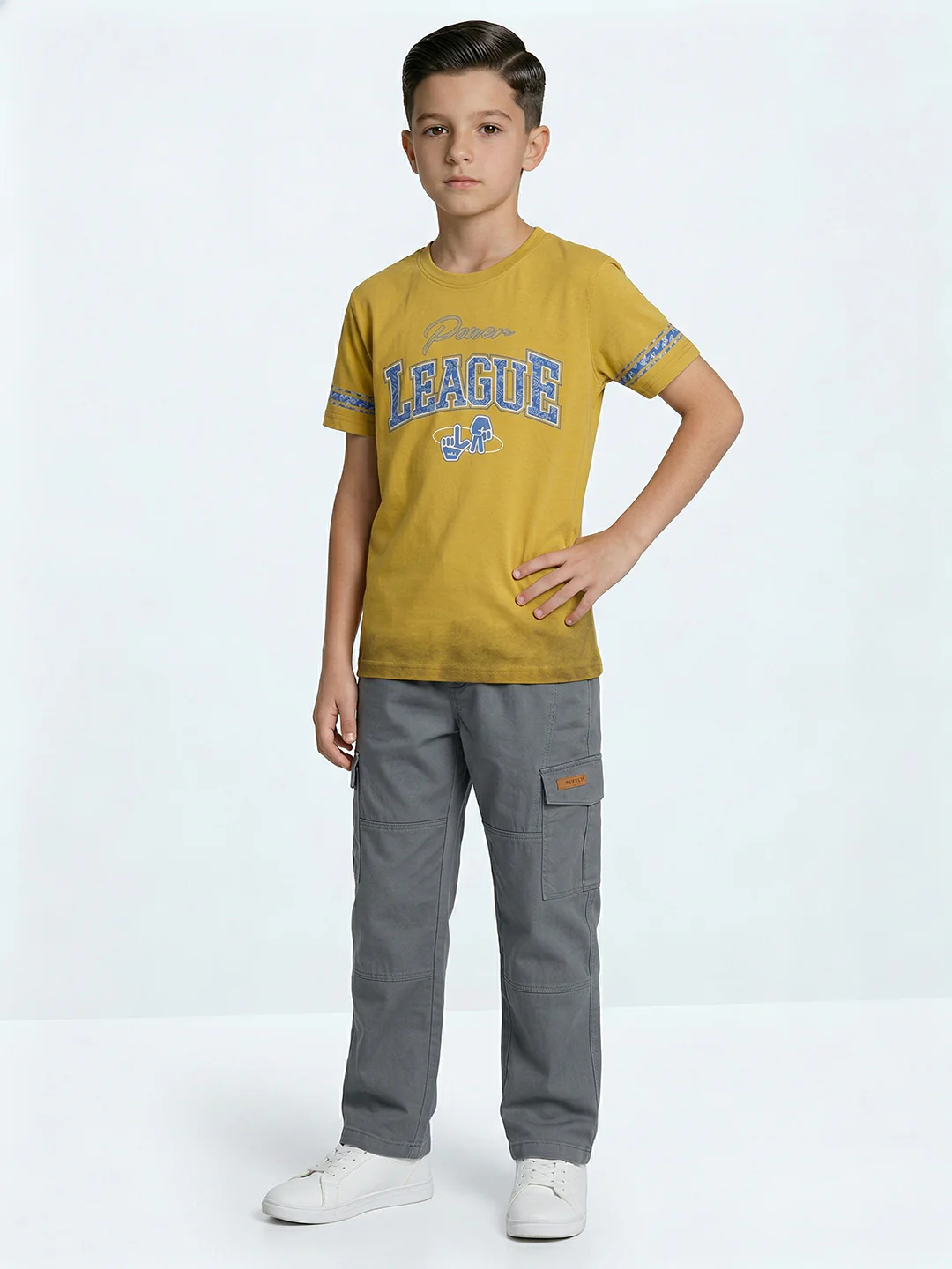 Boys Mustard Printed Round Neck Half Sleeve T-Shirt - Image 6