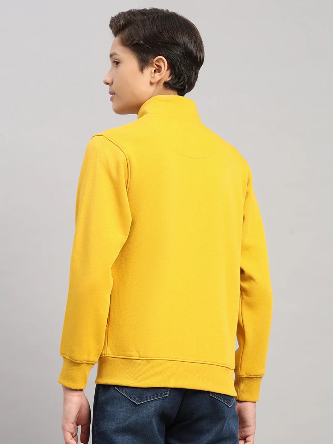 Boys Mustard Printed Turtle Neck Full Sleeve Sweatshirt - Image 5