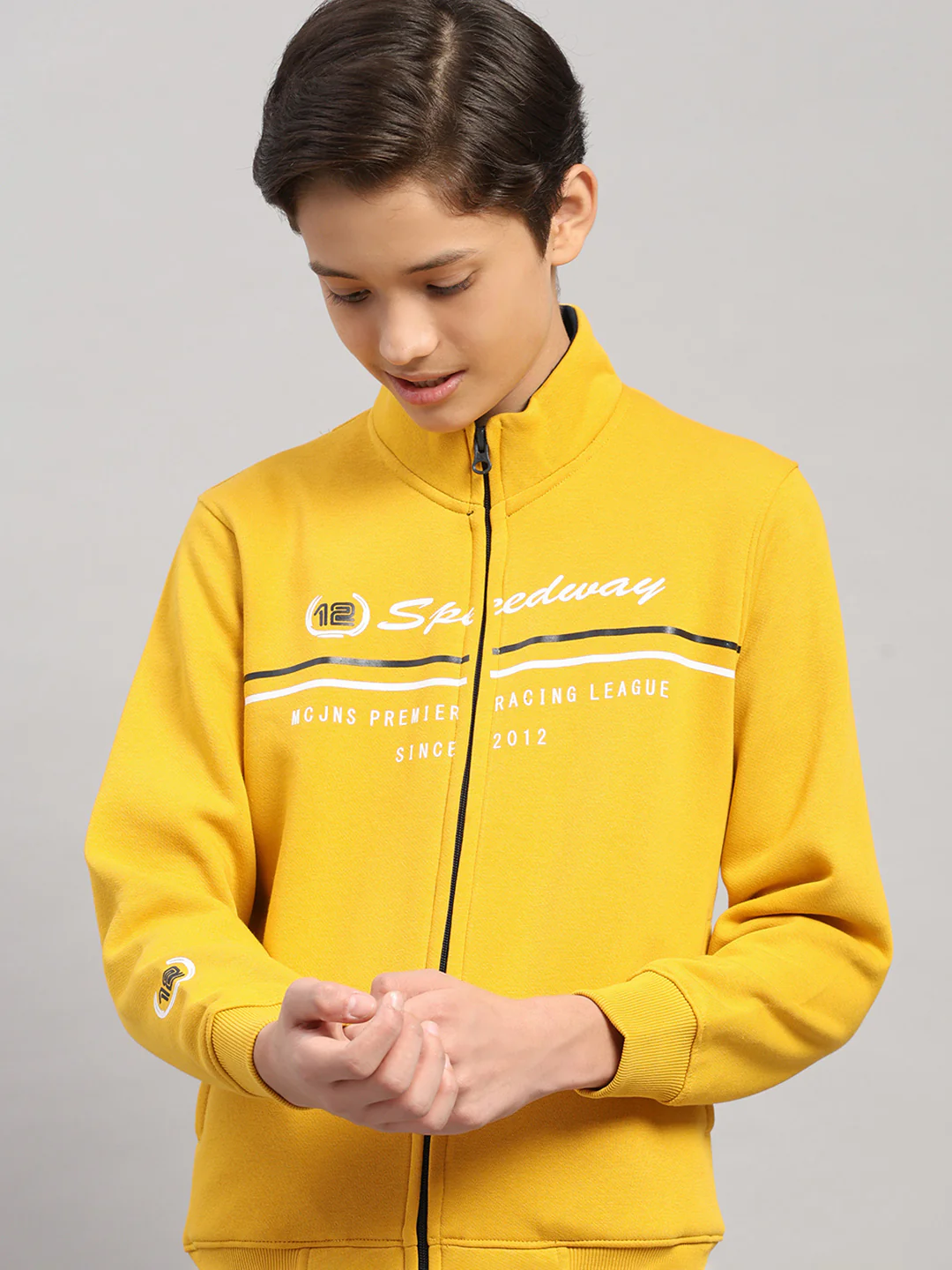 Boys Mustard Printed Turtle Neck Full Sleeve Sweatshirt - Image 7