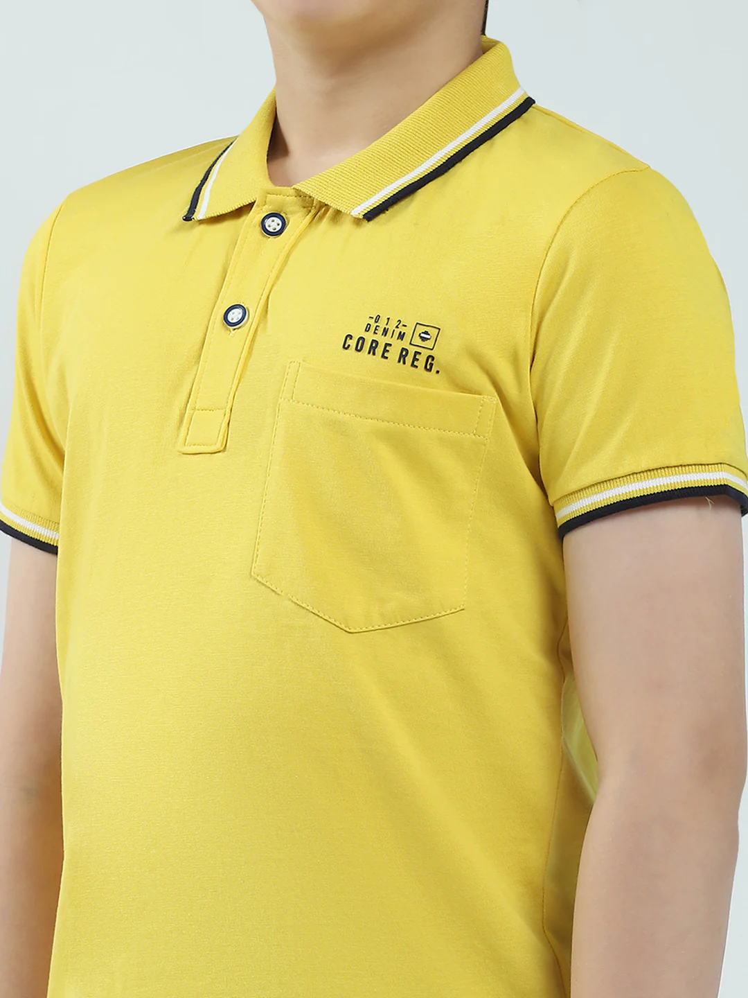Boys Mustard Solid Collar Half Sleeve T-Shirt - Image 6