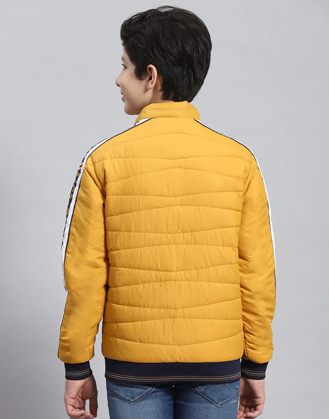 Boys Mustard Solid Hooded Full Sleeve Boys Jacket - Image 5