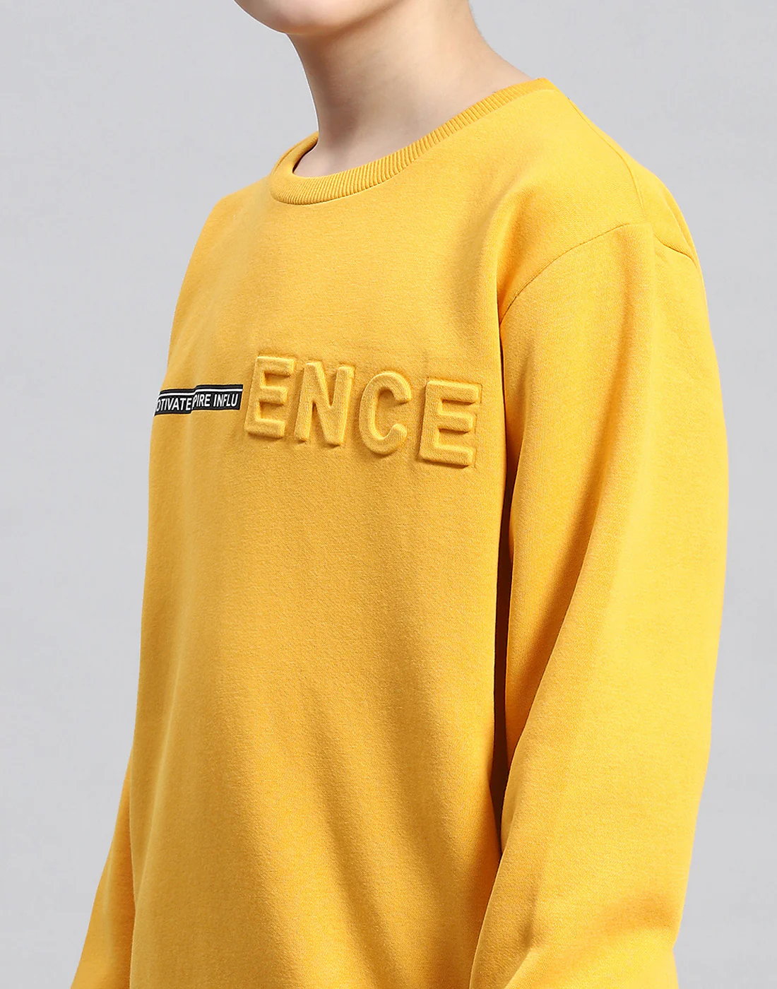 Boys Mustard Solid Round Neck Full Sleeve Sweatshirt - Image 6