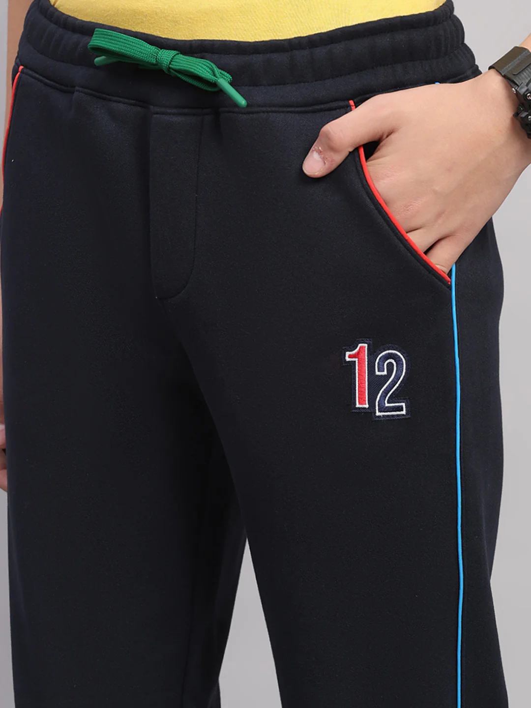 Boys Navy Blue Embroidered Collar Full Sleeve Winter Tracksuit - Image 8