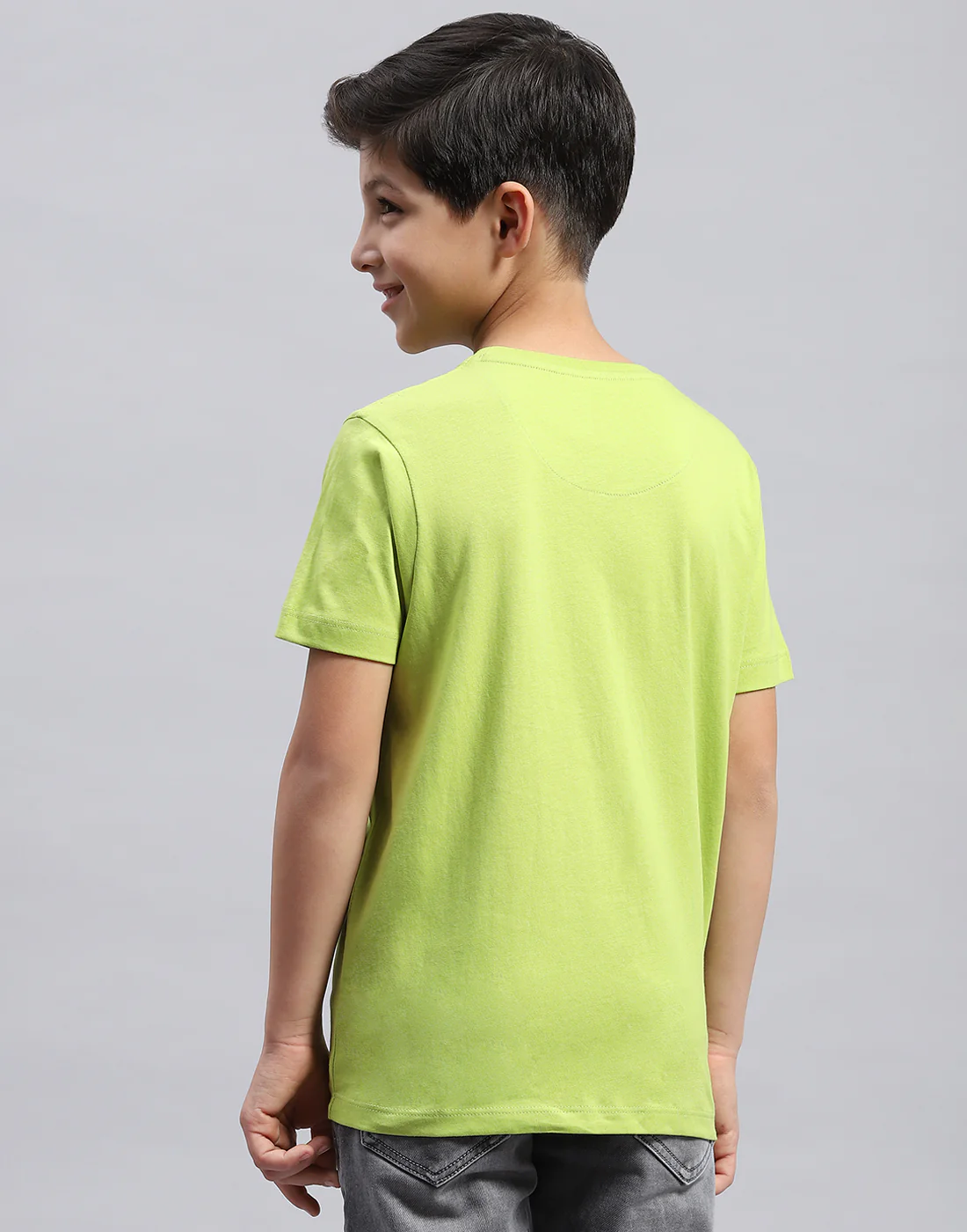 Boys Navy Blue & Green Printed Round Neck Half Sleeve T-Shirt - Image 10