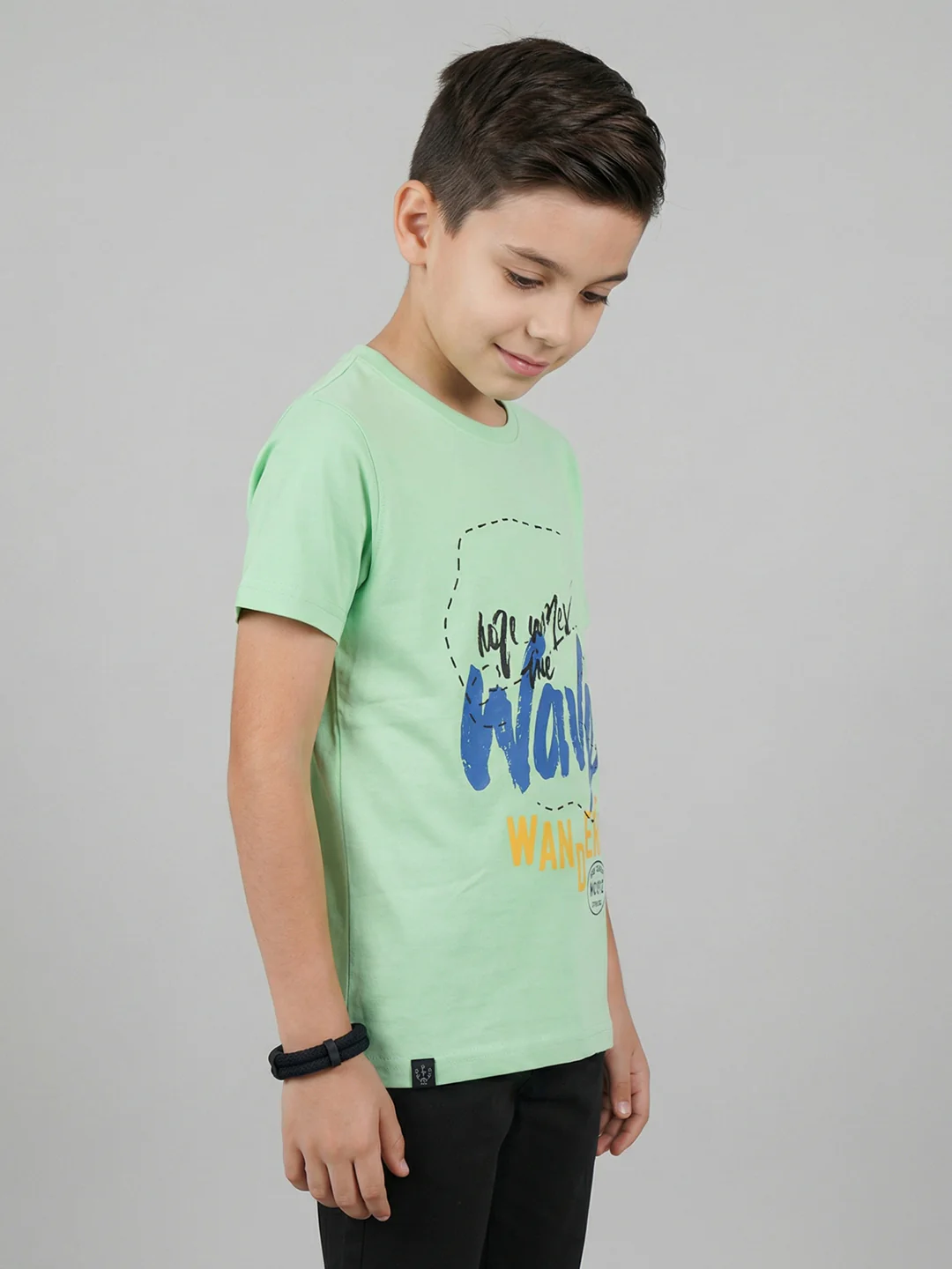 Boys Navy Blue & Green Printed Round Neck Half Sleeve T-Shirt (Pack of 2) - Image 2