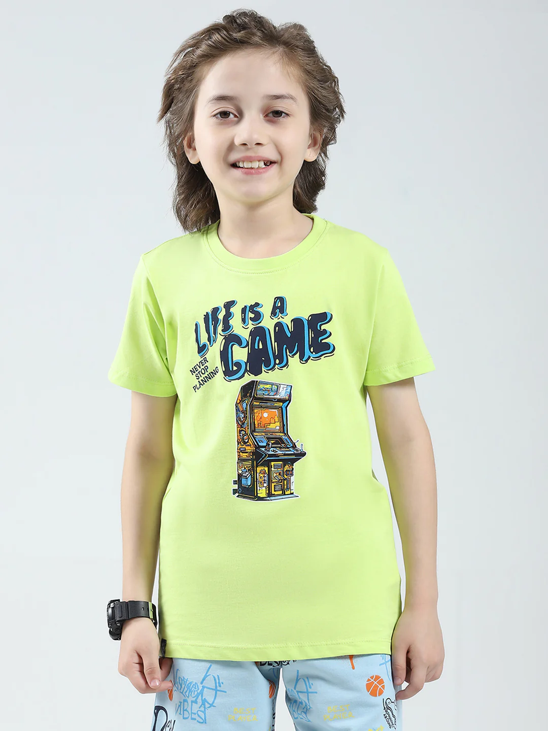 Boys Navy Blue & Green Printed Round Neck Half Sleeve T-Shirt (Pack of 2) - Image 7